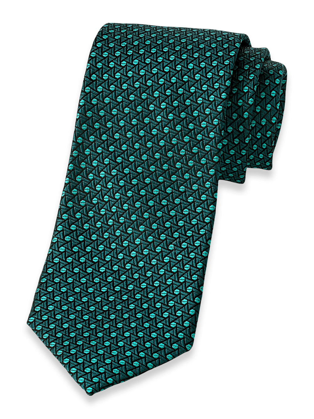 Product Image of Geometric Woven Silk Tie-Teal