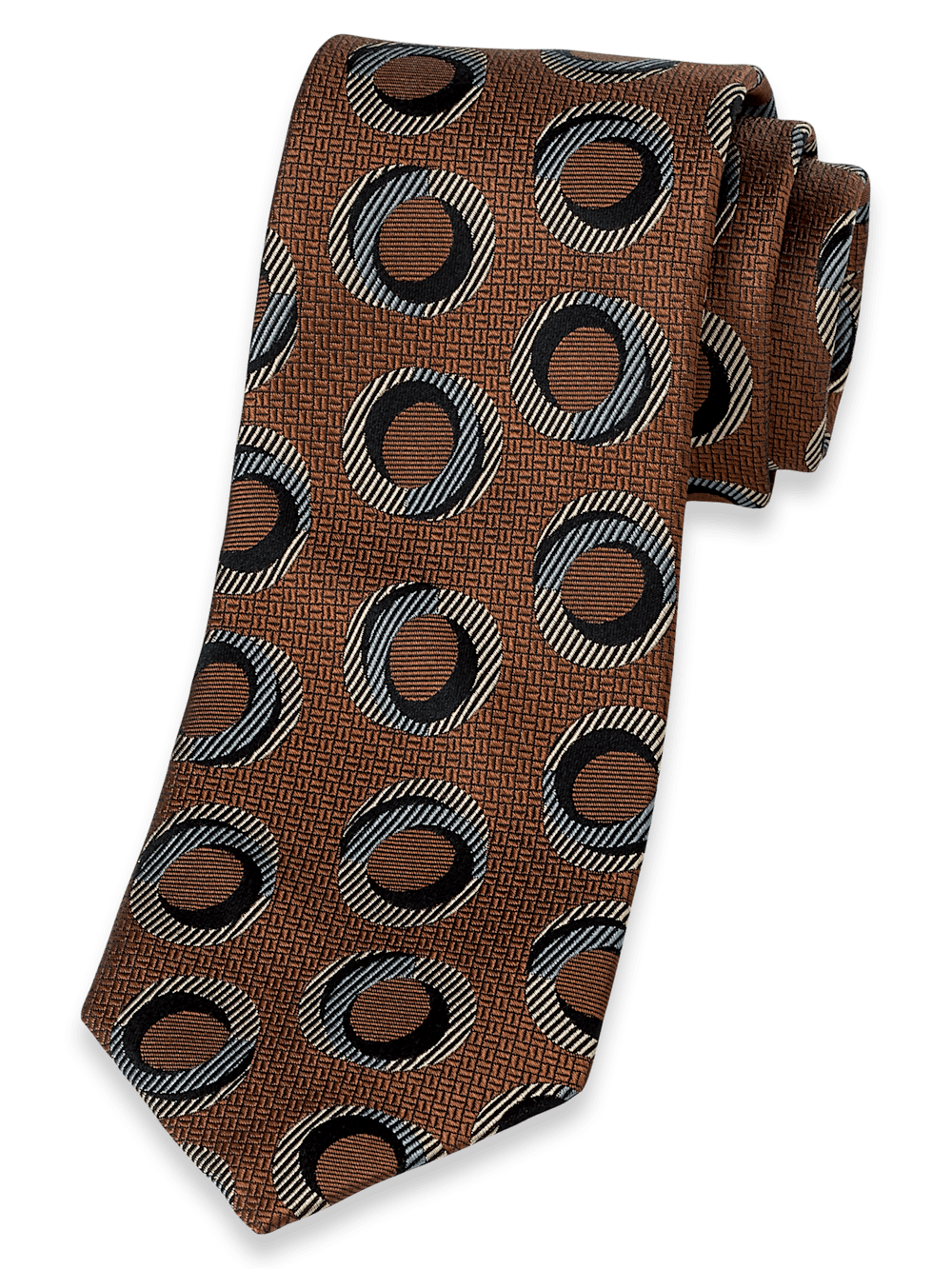 Product Image of Circles Woven Silk Tie-Brown