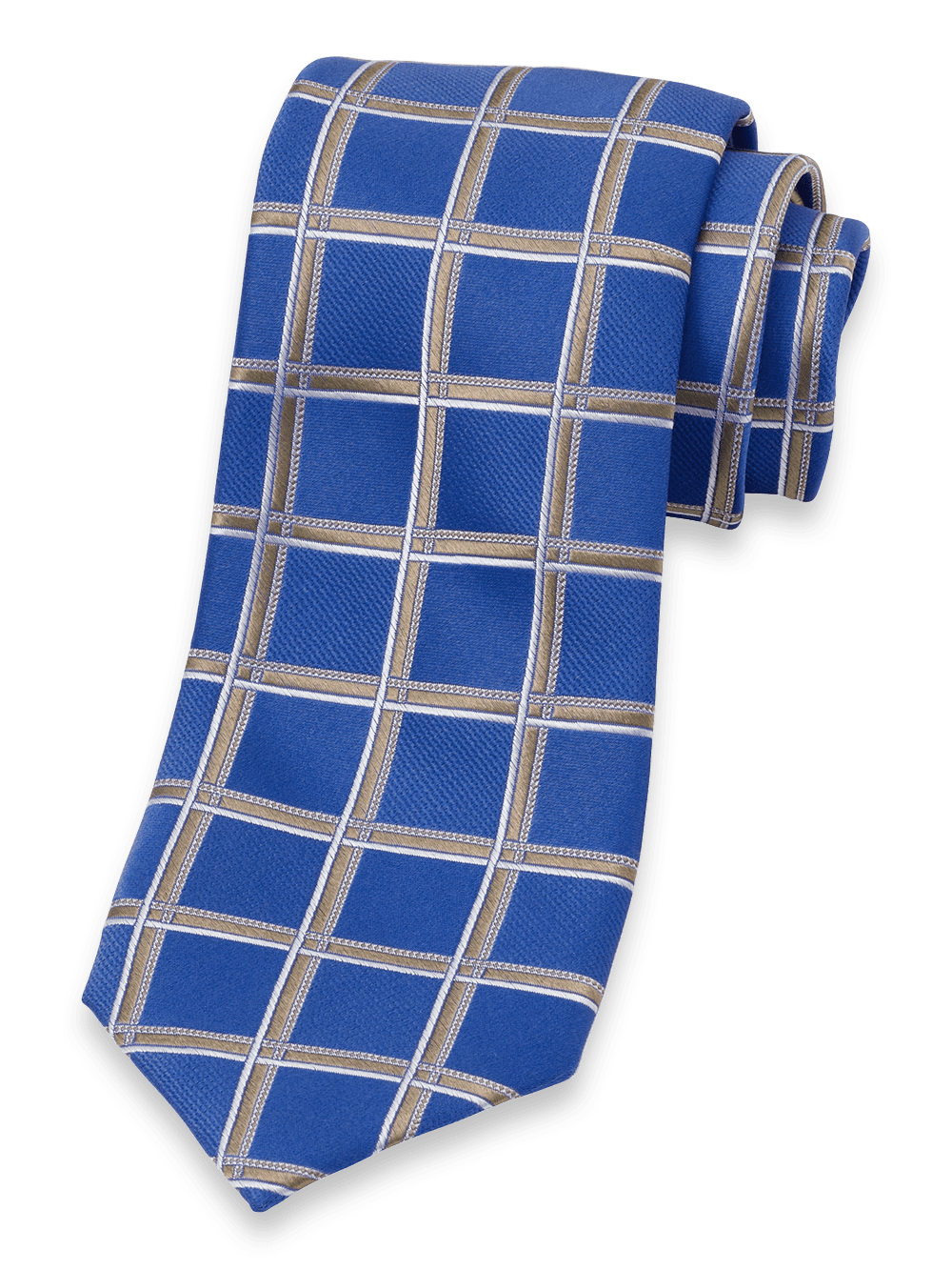 Product Image of Windowpane Woven Silk Tie-Blue/Brown