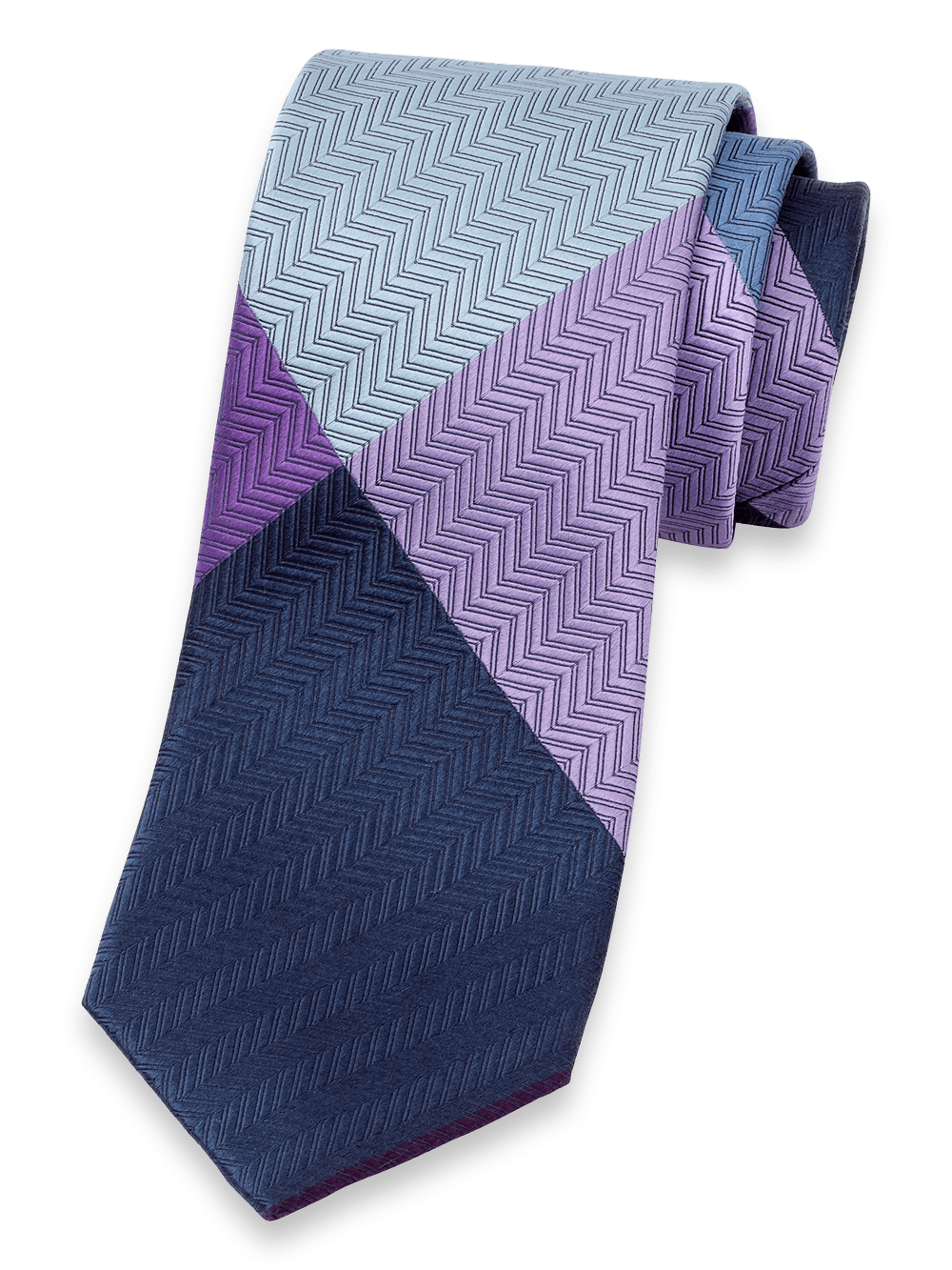 Product Image of Patchwork Woven Silk Tie-Purple Multi