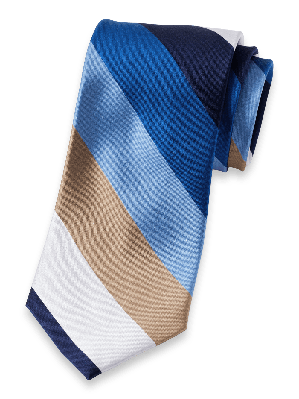 Product Image of Stripe Woven Silk Tie-Blue/Tan