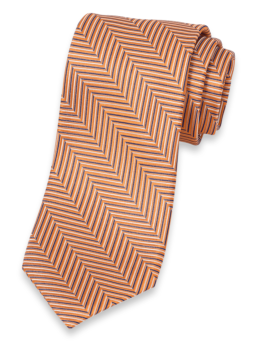 Product Image of Herringbone Woven Silk Tie-Orange Multi