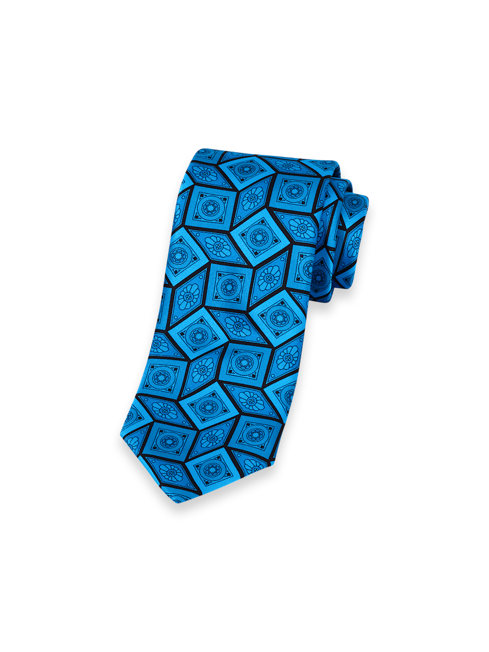 Product Image of Medallion Woven Silk Tie-Teal