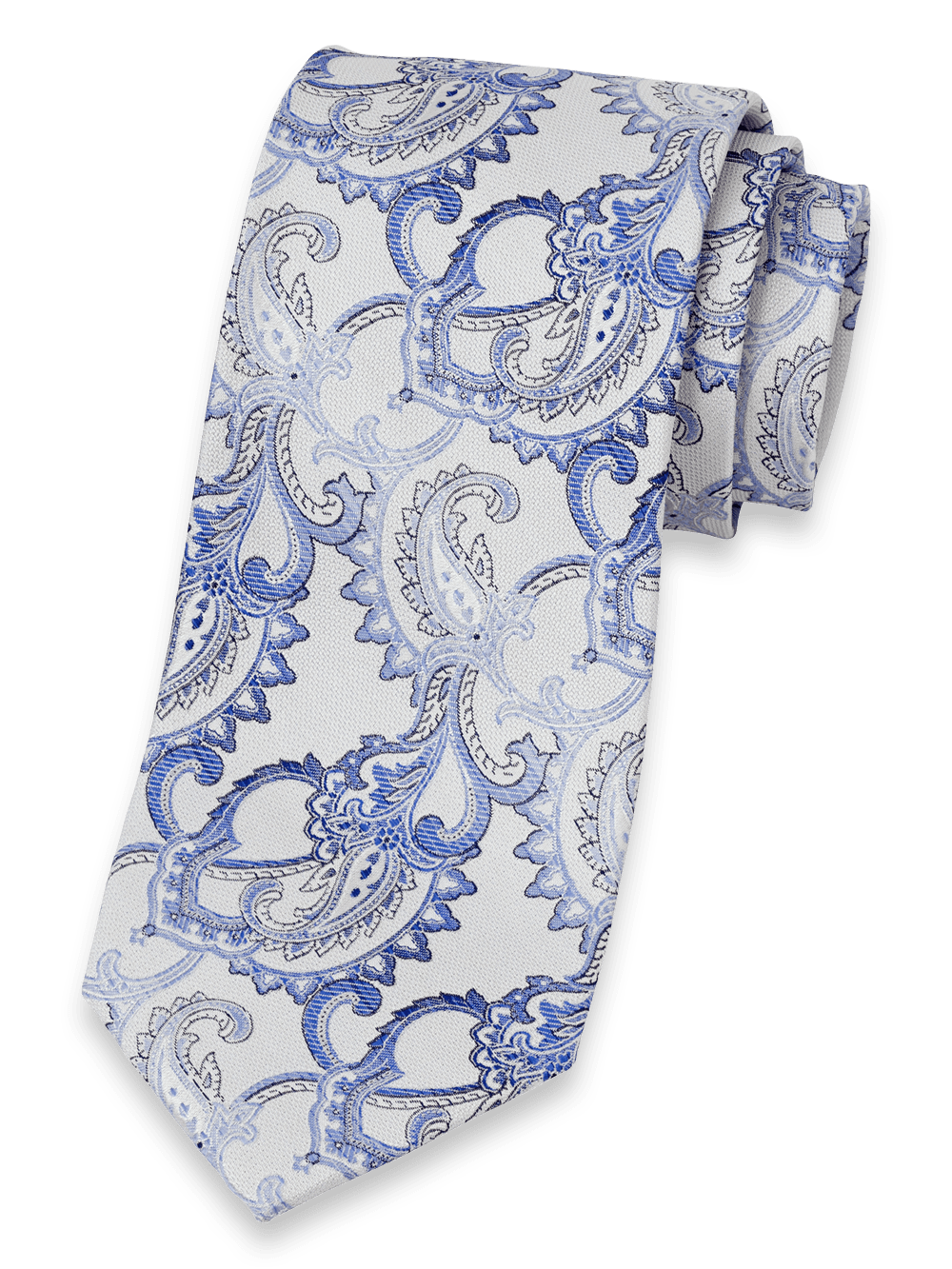 Product Image of Paisley Woven Silk Tie-White/Blue