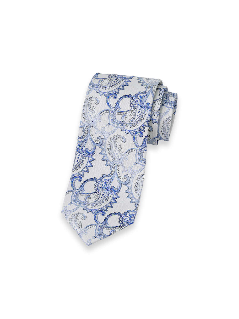 Product Image of Paisley Woven Silk Tie-White/Blue