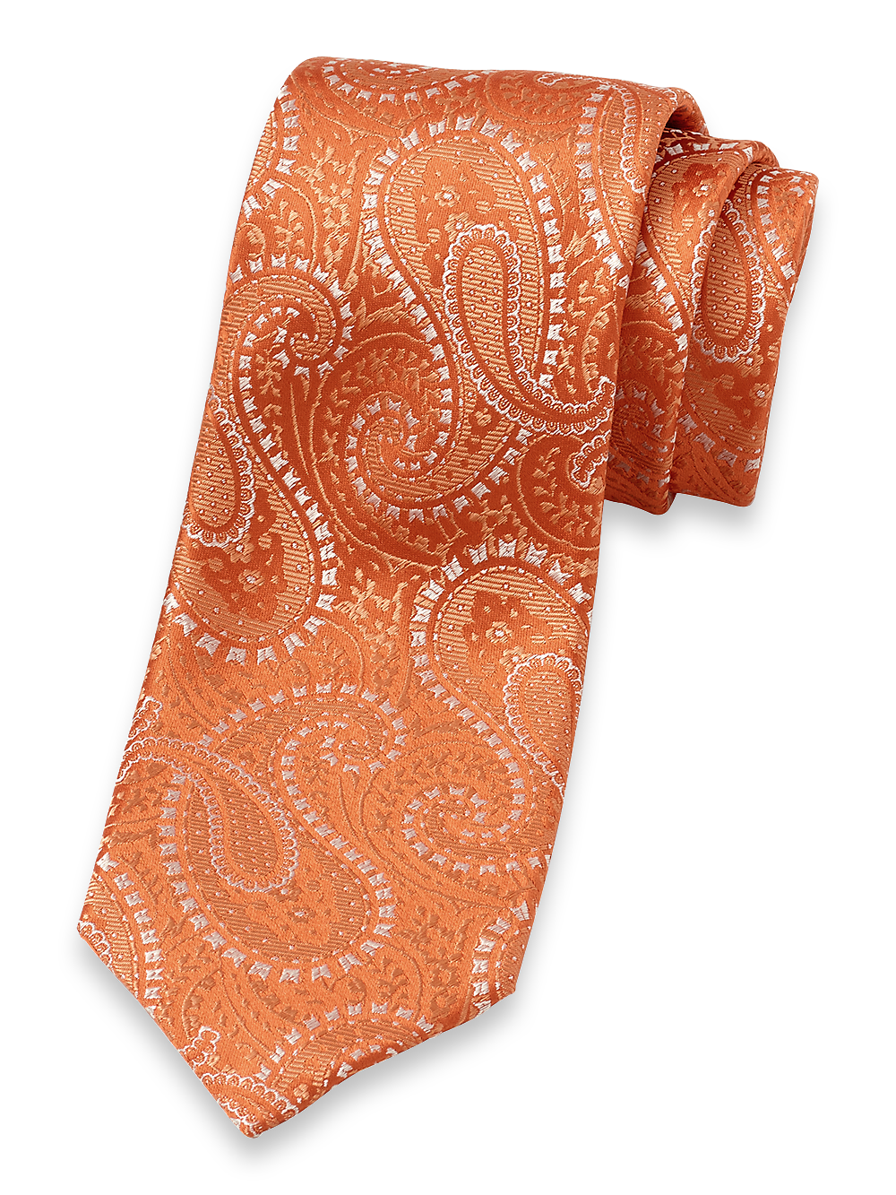 Product Image of Paisley Woven Silk Tie-Orange