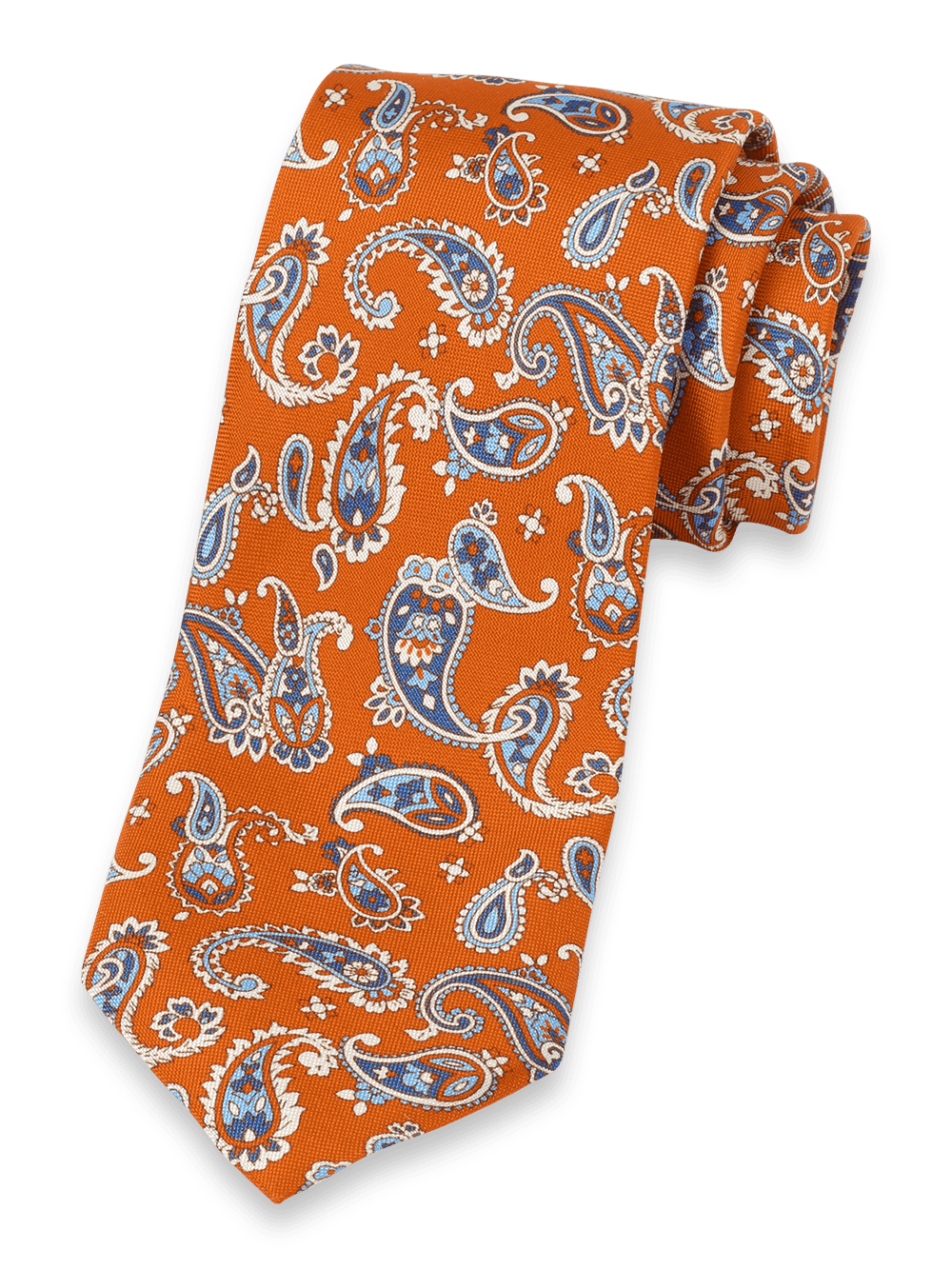 Product Image of Paisley Woven Silk Tie-Orange/Blue
