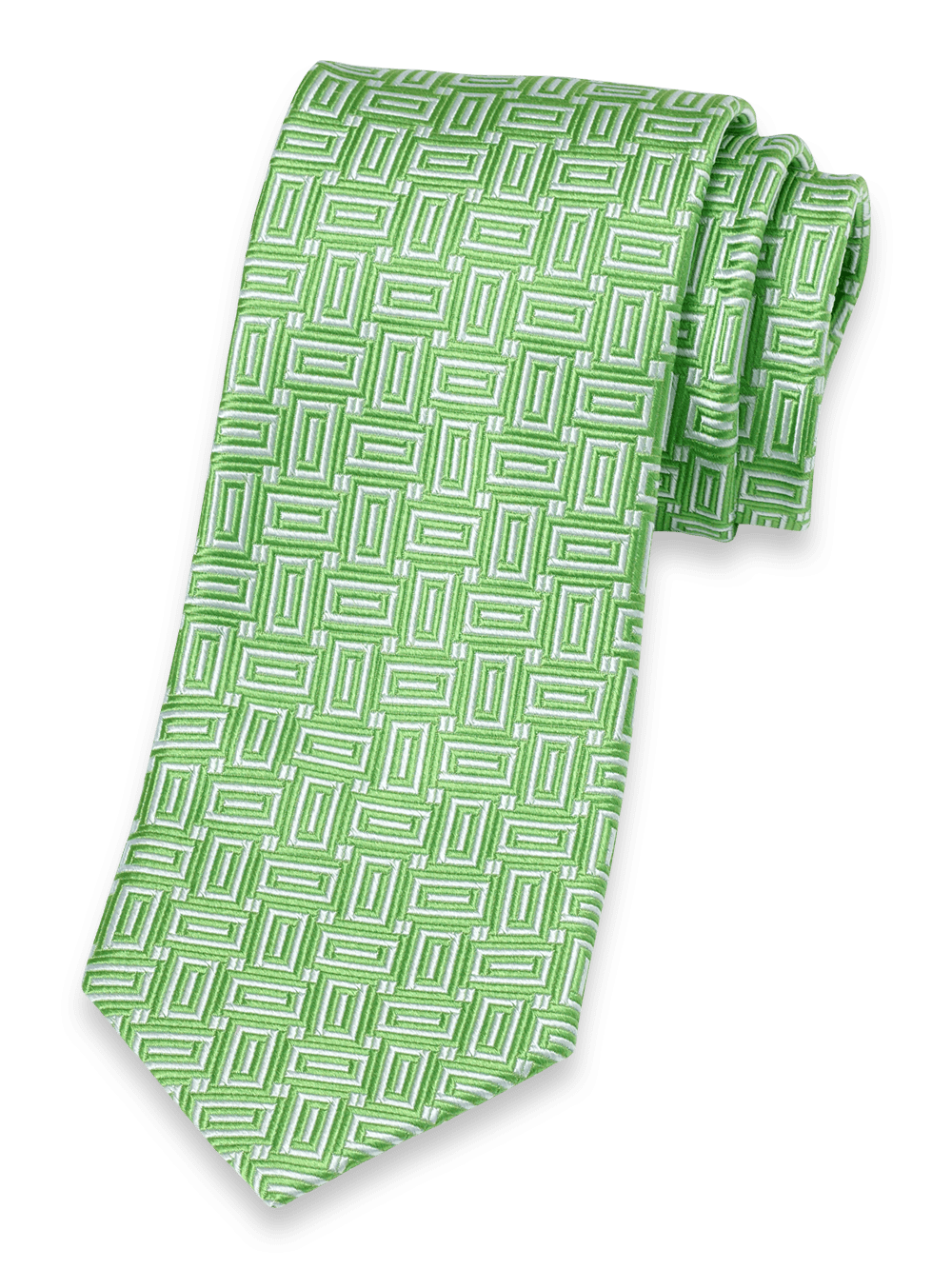 Product Image of Geometric Woven Silk Tie-Green