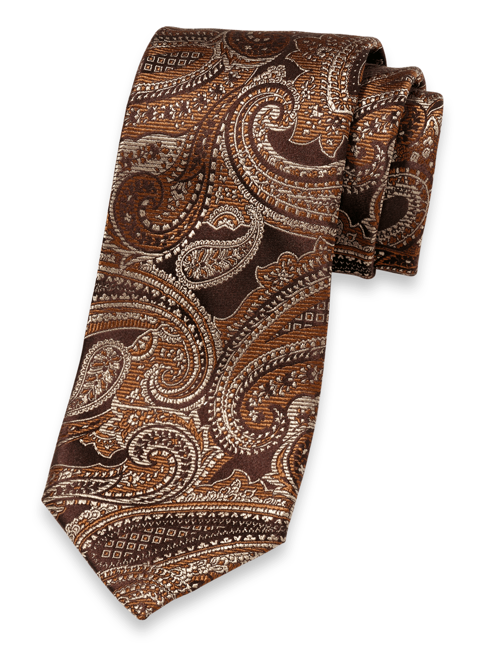Product Image of Paisley Woven Silk Tie-Brown