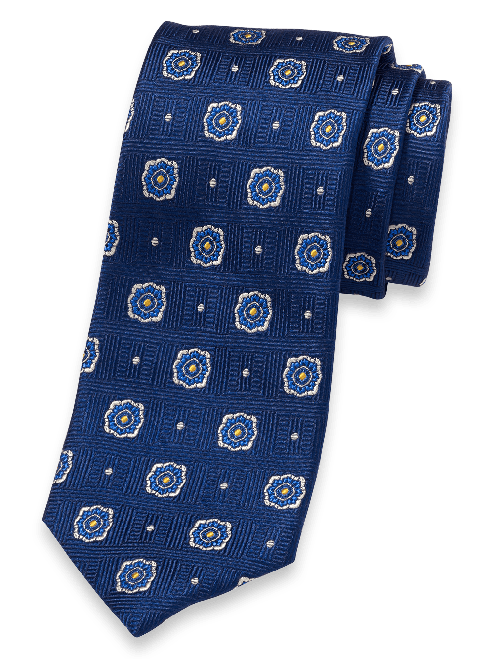 Product Image of Medallion Woven Silk Tie-Blue