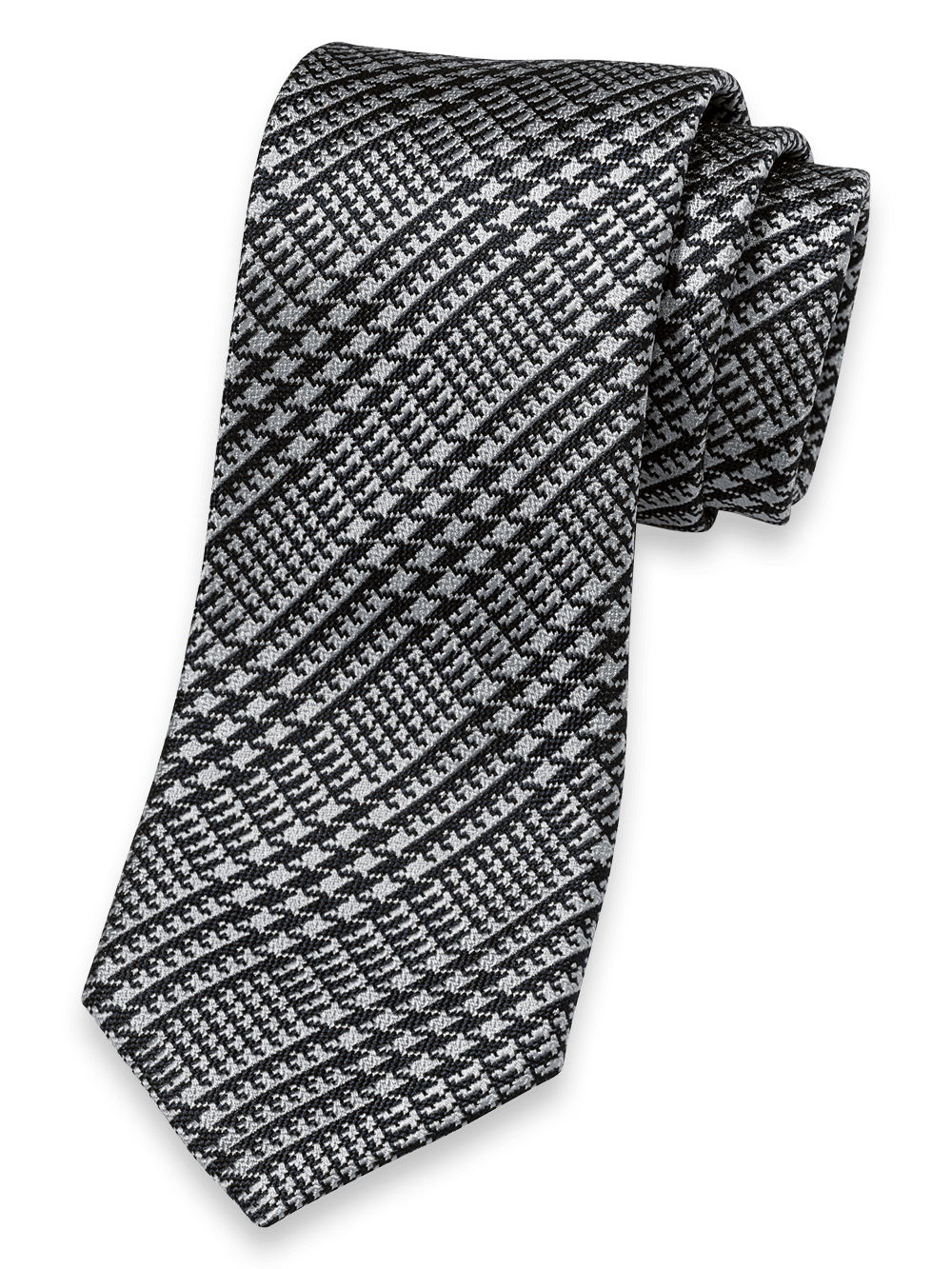 Product Image of Plaid Woven Silk Tie-Grey