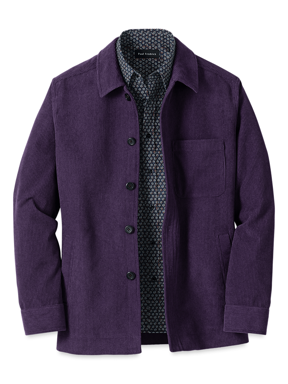 Product Image of Microfiber Corduroy Shirt Jacket-Purple