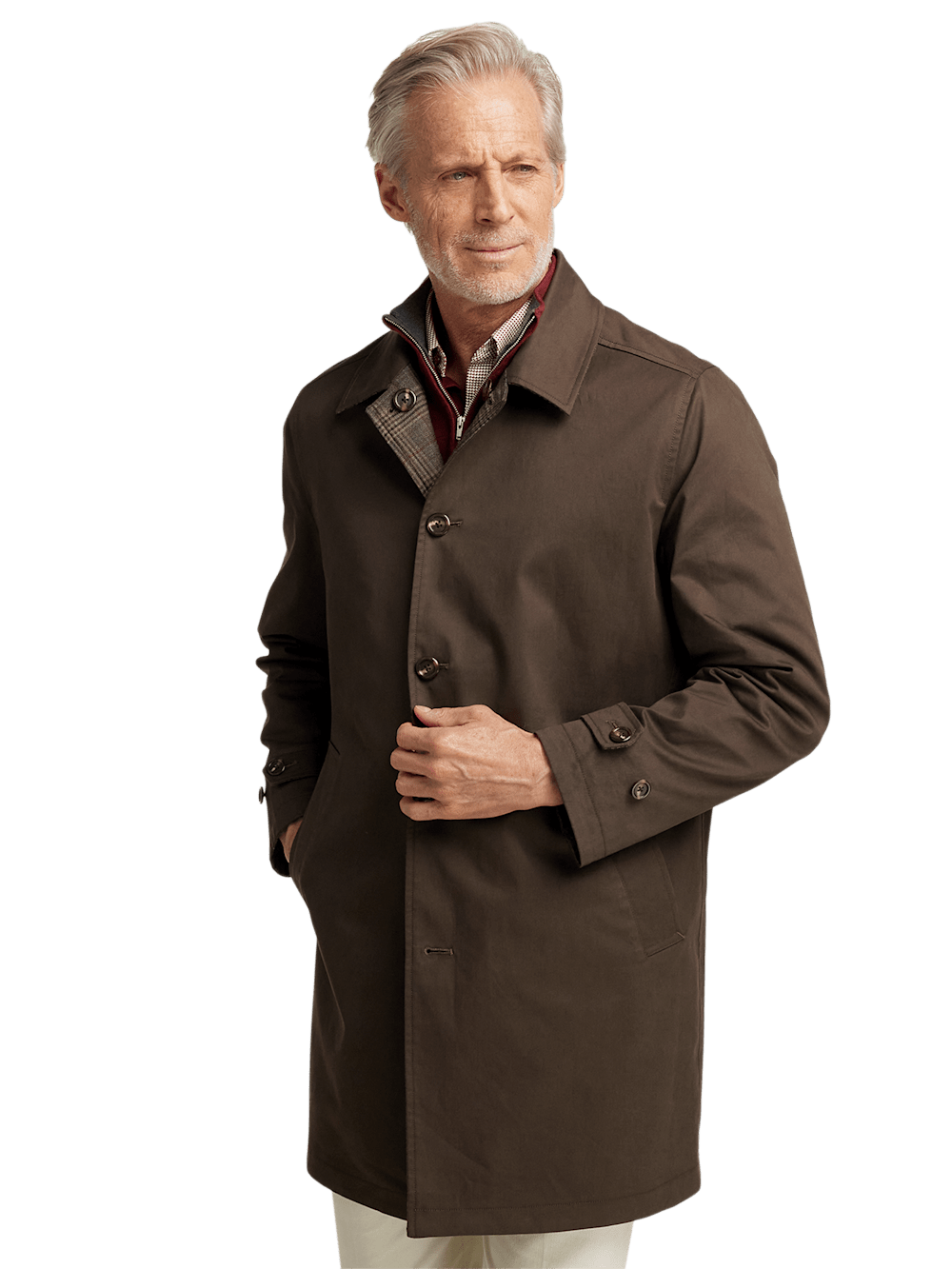 Alternate Image of Wool / Cotton Stretch Reversible Plaid Trench Coat-6