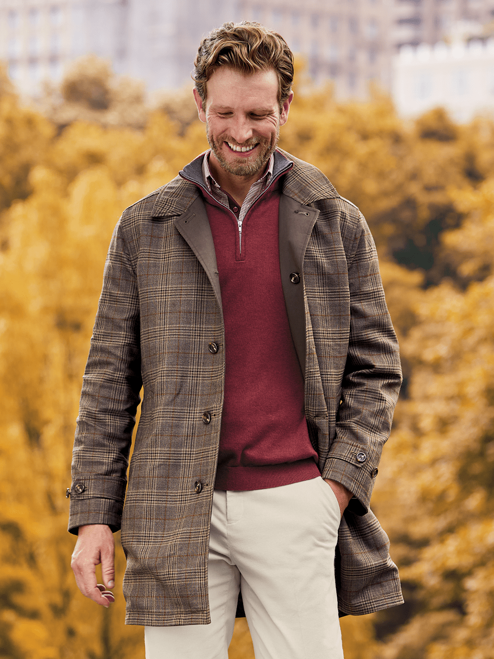 Alternate Image of Wool / Cotton Stretch Reversible Plaid Trench Coat-8