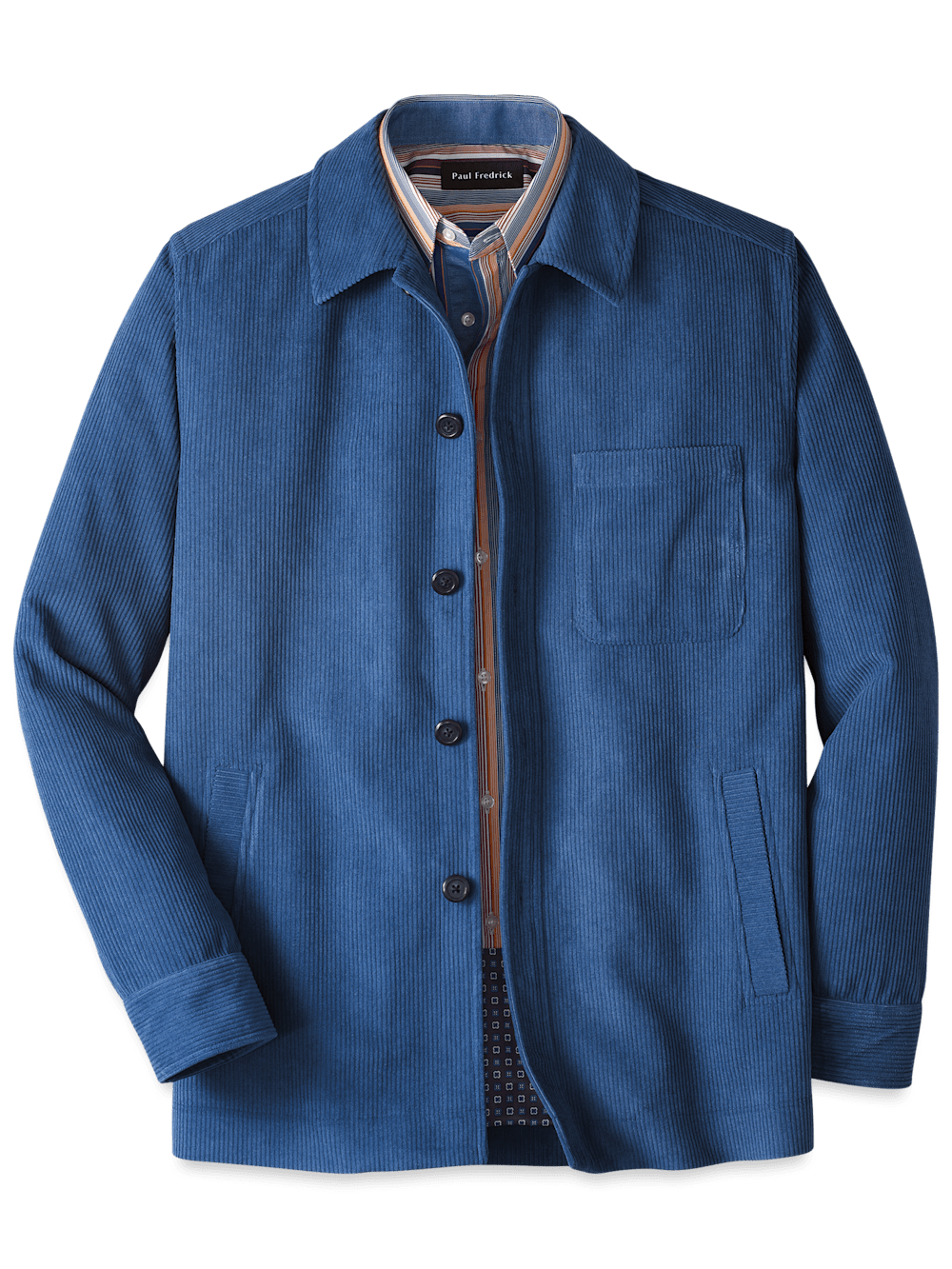 Product Image of Microfiber Corduroy Shirt Jacket-Blue