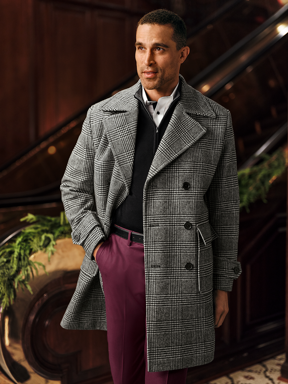 Alternate Image of Wool Blend Plaid Double Breasted Topcoat-8