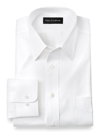 Pure Cotton Pinpoint Solid Color Straight Collar Dress Shirt - White