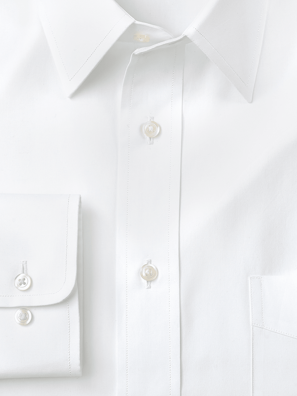 Alternate Image of Pure Cotton Broadcloth Solid Color Straight Collar Dress Shirt-1