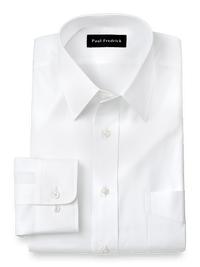 Pure Cotton Broadcloth Solid Color Straight Collar Dress Shirt - White