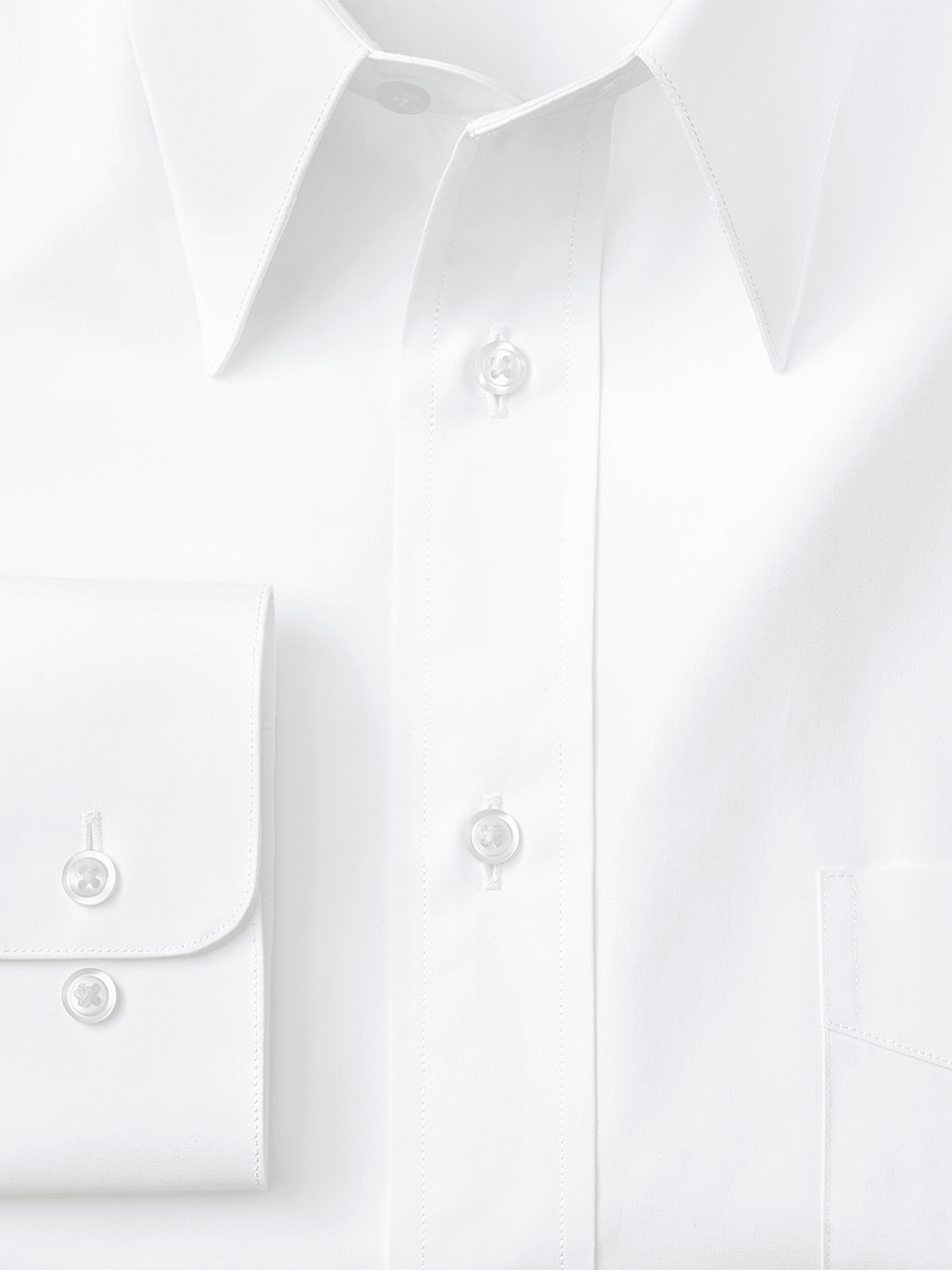Alternate Image of Pure Cotton Broadcloth Solid Color Edge-stitched Straight Collar Dress Shirt-1