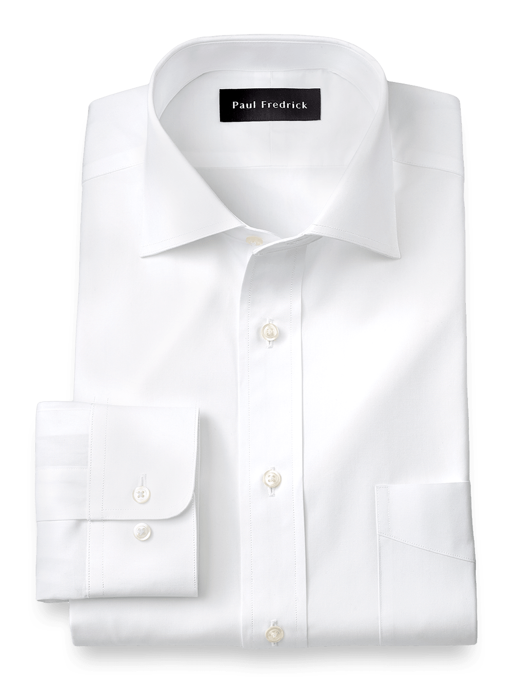 Product Image of Pure Cotton Broadcloth Solid Color Cutaway Spread Collar Dress Shirt-White