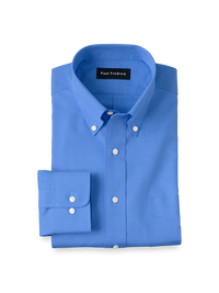 Non-Iron Cotton Pinpoint Solid Button Down Collar Dress Shirt - French Blue
