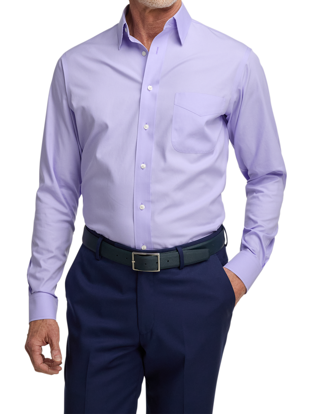 Alternate Image of Non-iron Cotton Pinpoint Solid Point Collar Dress Shirt-1