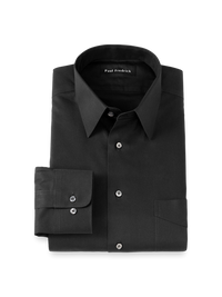 Non-Iron Cotton Pinpoint Solid Point Collar Dress Shirt - Black