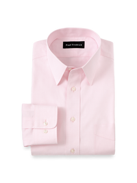 Non-Iron Cotton Pinpoint Solid Point Collar Dress Shirt - Pink