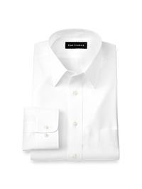 Non-Iron Cotton Pinpoint Solid Point Collar Dress Shirt - White