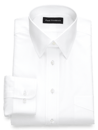 Non-Iron Cotton Broadcloth Solid Color Straight Collar Dress Shirt - White