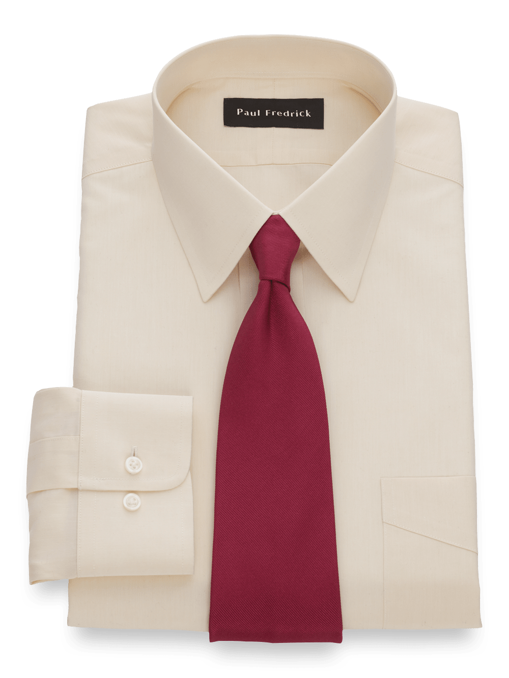 Product Image of Non-iron Cotton Broadcloth Solid Color Straight Collar Dress Shirt-Ecru