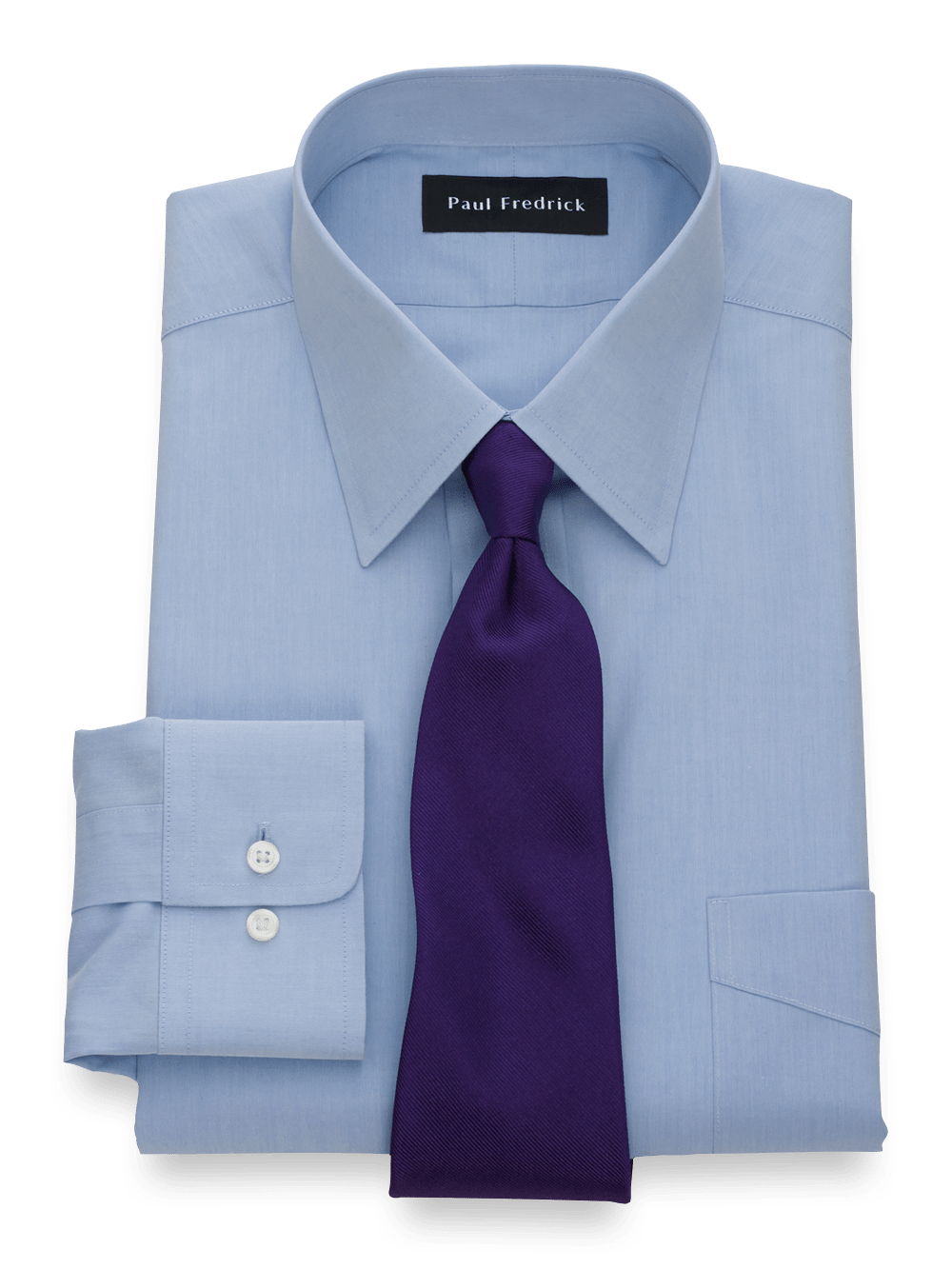 Product Image of Non-iron Cotton Broadcloth Solid Color Straight Collar Dress Shirt-Blue