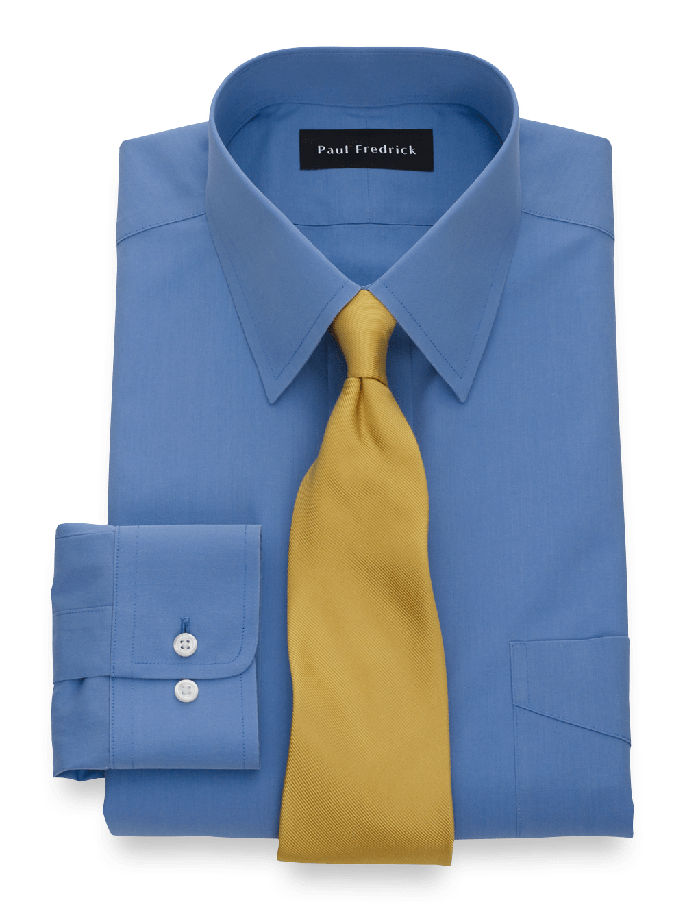 Product Image of Non-iron Cotton Broadcloth Solid Color Straight Collar Dress Shirt-French Blue