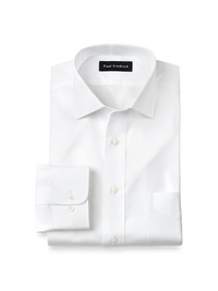 Non-Iron Cotton Pinpoint Solid Spread Collar Dress Shirt - White