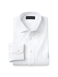 Non-Iron Cotton Twill Spread Collar Dress Shirt - White