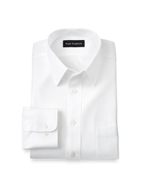 Non-Iron Cotton Herringbone Point Collar Dress Shirt - White