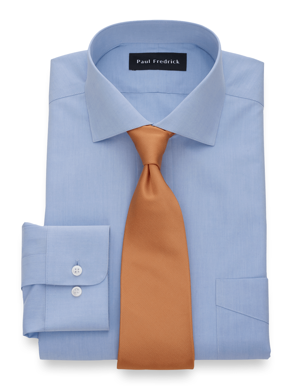 Product Image of Non-iron Cotton Broadcloth Solid Color Cutaway Spread Collar Dress Shirt-Blue