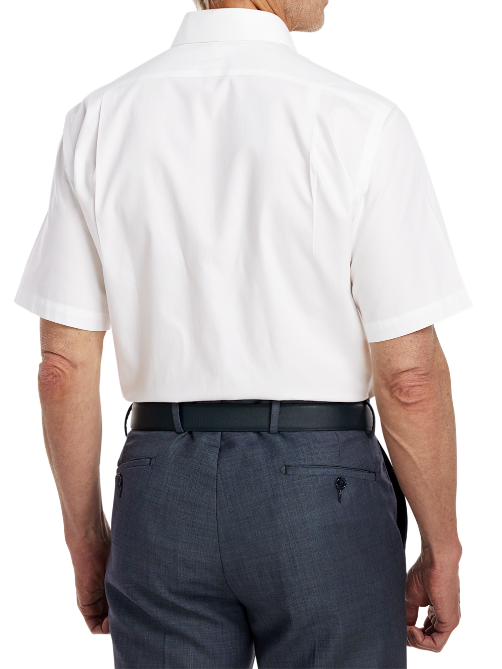 Alternate Image of Non-iron Cotton Pinpoint Solid Point Collar Short Sleeve Dress Shirt-4