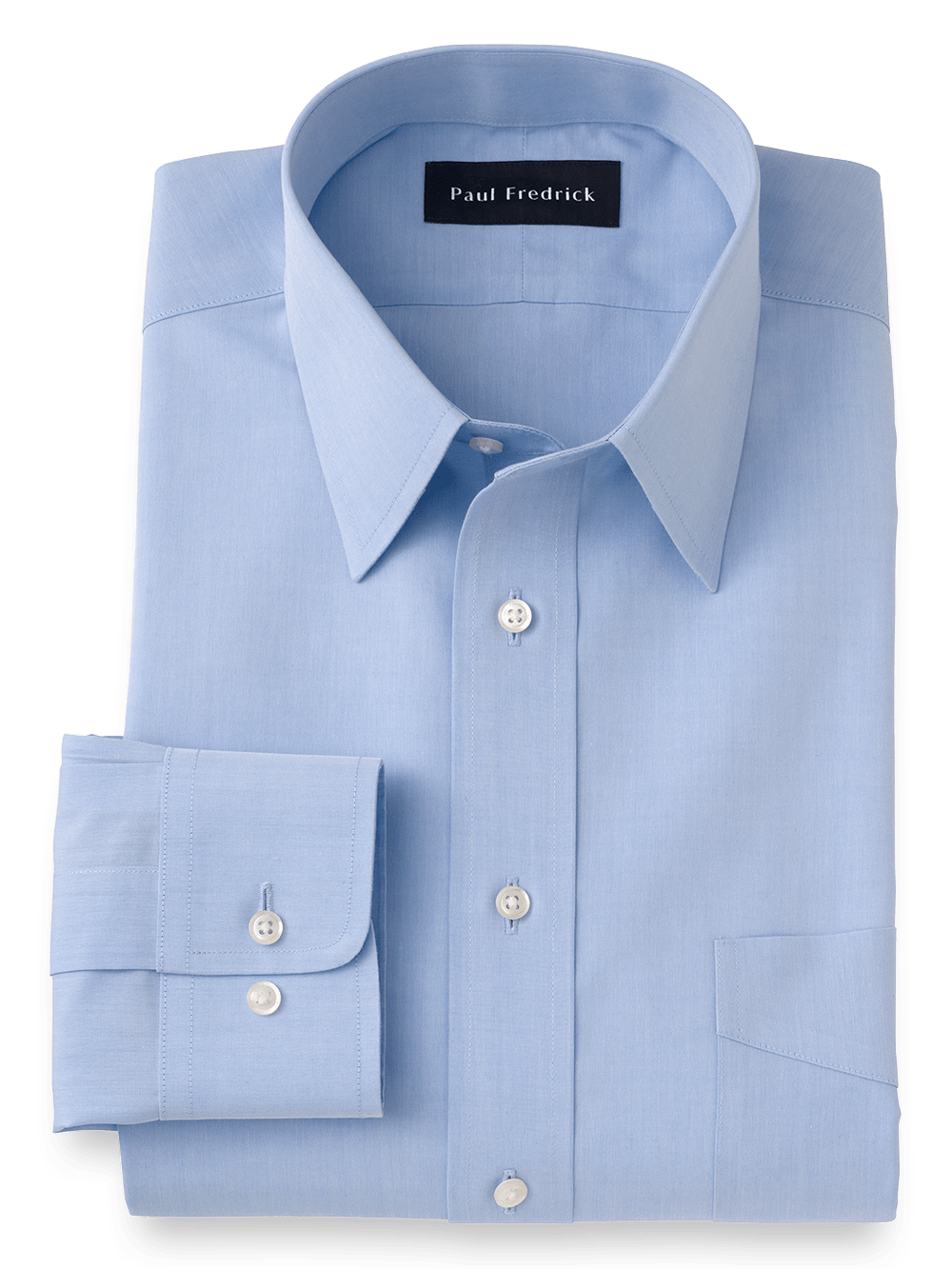 Product Image of Supima Non-iron Cotton Solid Color Straight Collar Dress Shirt-Blue