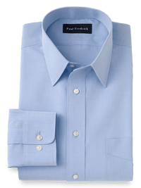 Supima Non-Iron Cotton Solid Color Straight Collar Dress Shirt - Blue