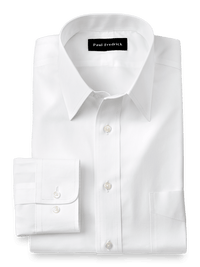 Supima Non-Iron Cotton Solid Color Straight Collar Dress Shirt - White