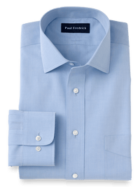 Supima Non-Iron Cotton Solid Color Spread Collar Dress Shirt - Blue