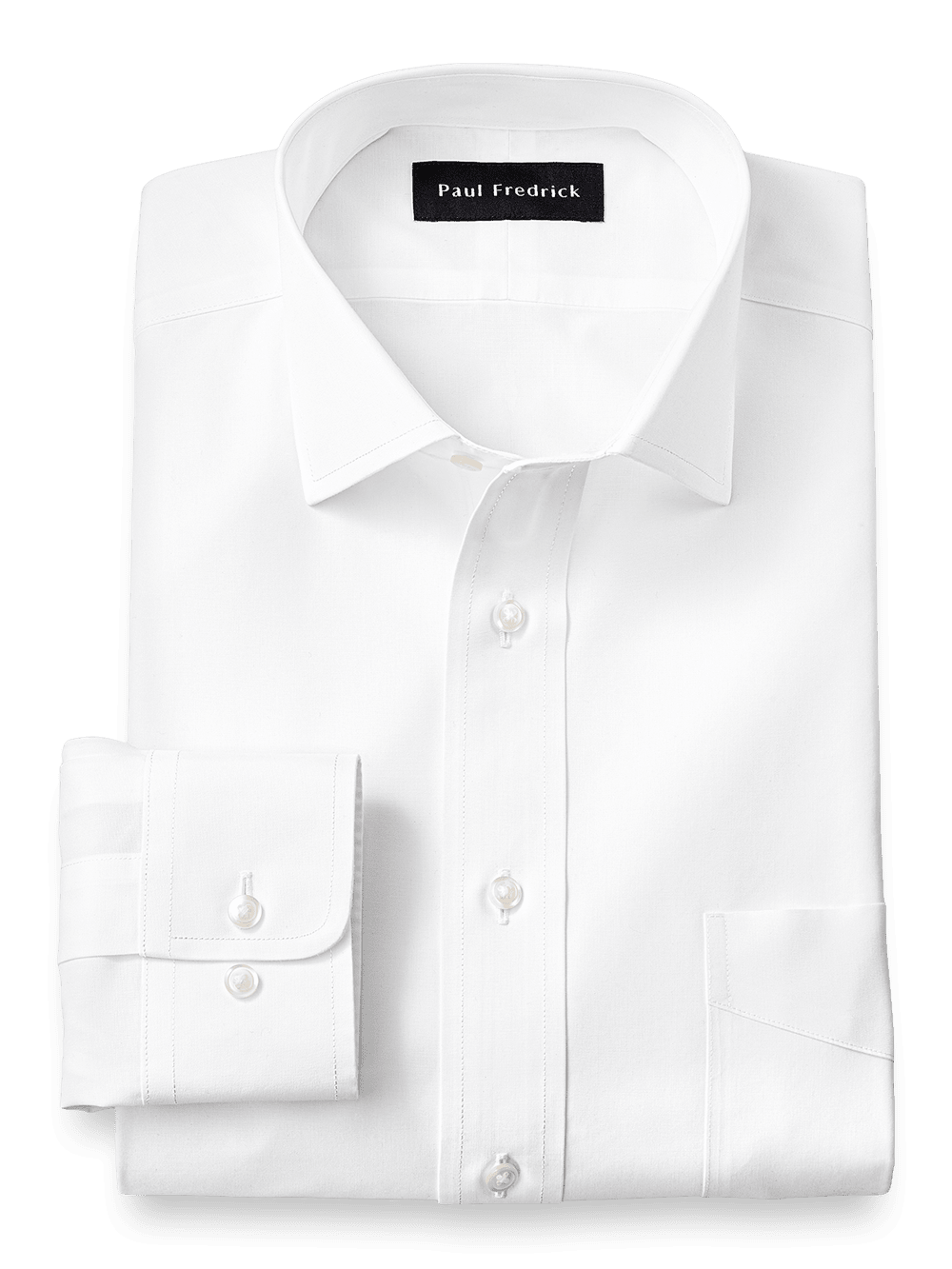 Product Image of Supima Non-iron Cotton Solid Color Spread Collar Dress Shirt-White