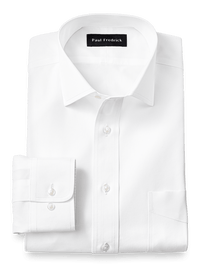 Supima Non-Iron Cotton Solid Color Spread Collar Dress Shirt - White
