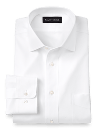 Impeccable Non-Iron Cotton Pinpoint Solid Color Spread Collar Dress Shirt - White