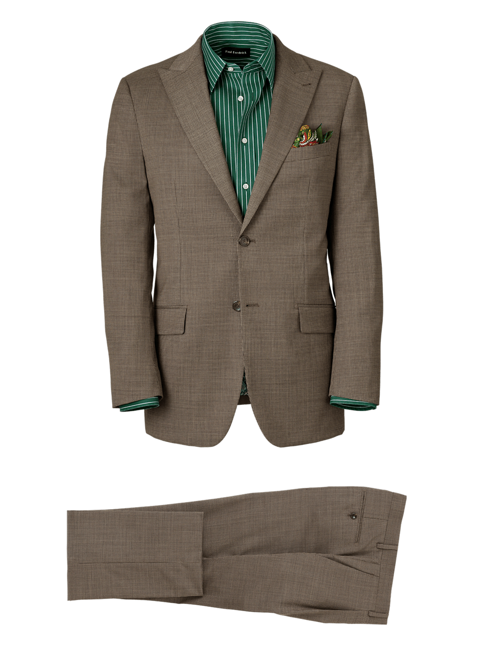 Product Image of Wool Stretch Micro Check Single Breasted Peak Lapel Suit-0