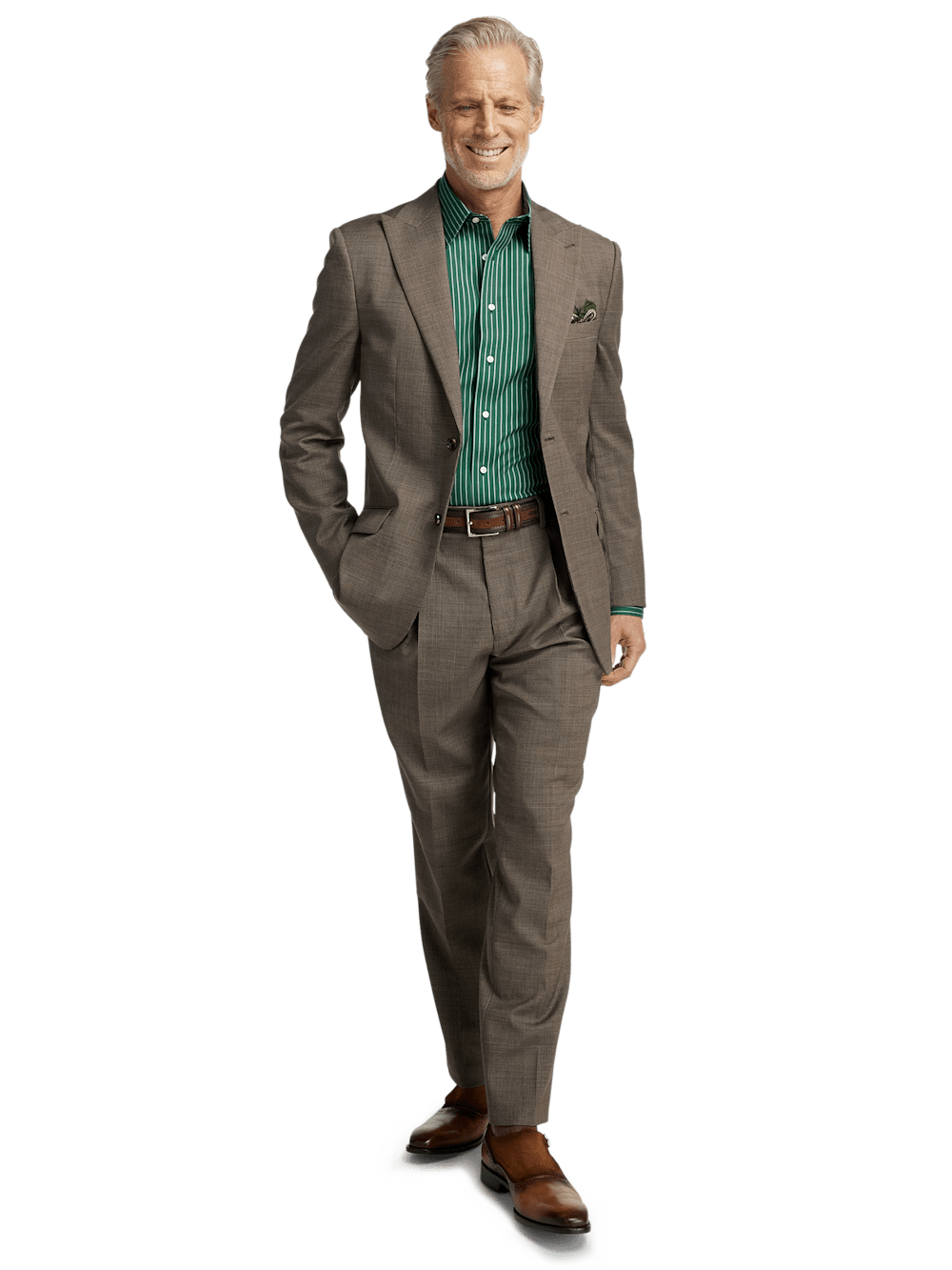 Alternate Image of Wool Stretch Micro Check Single Breasted Peak Lapel Suit-1