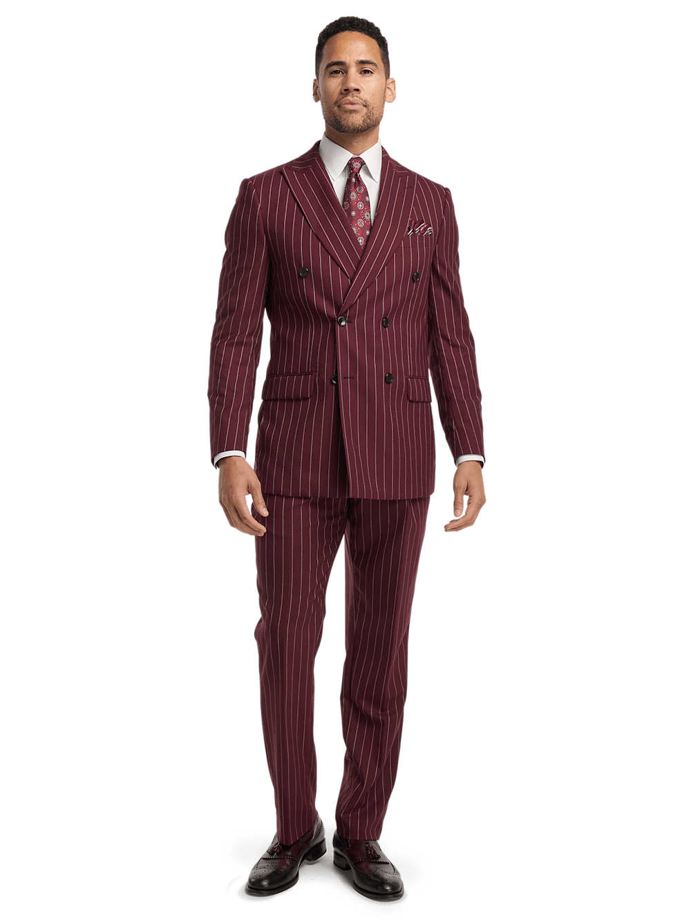Alternate Image of Wool Stretch Stripe Double Breasted Peak Lapel Suit-1