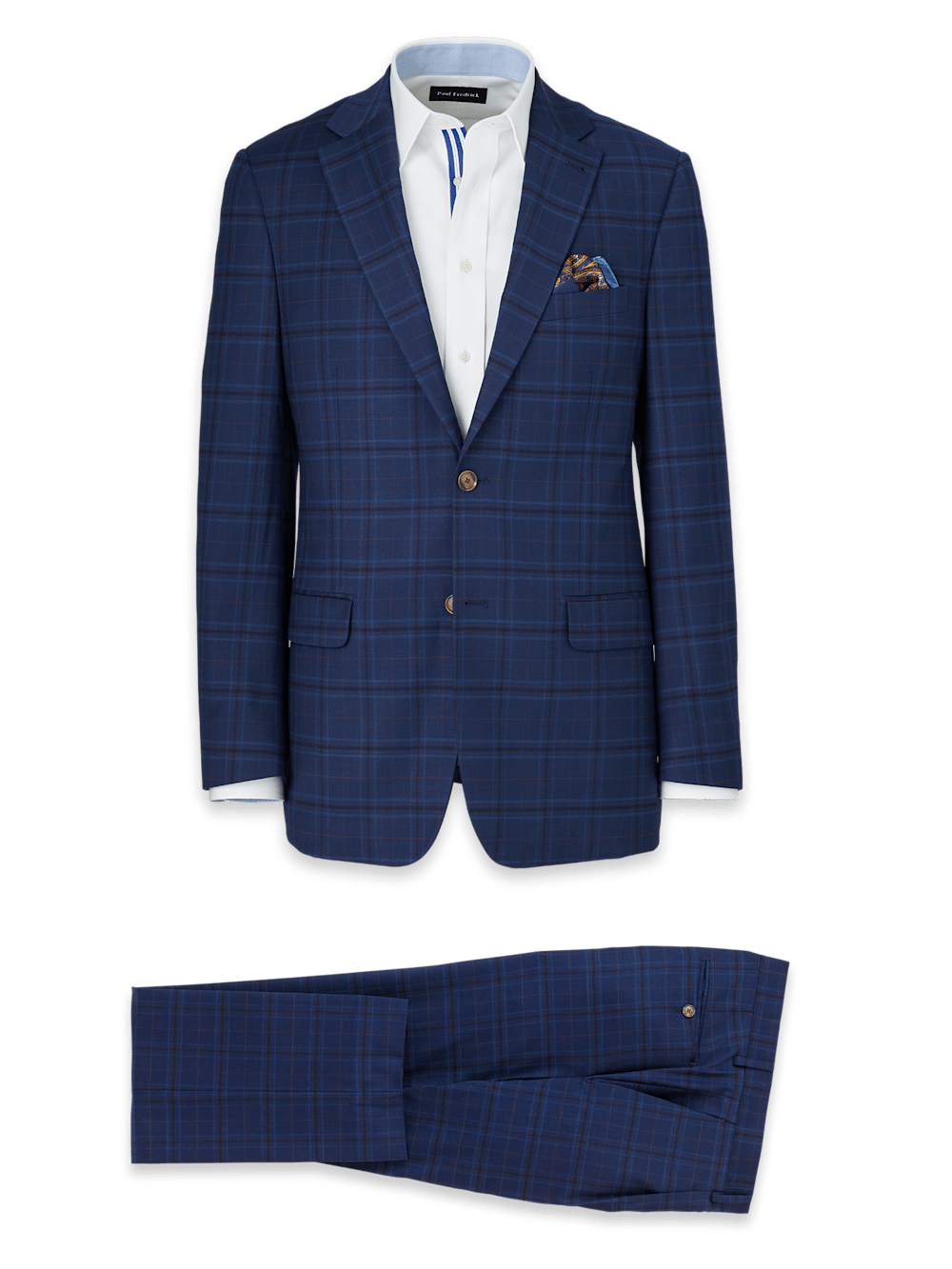 Product Image of Wool Stretch Plaid Single Breasted Notch Lapel Suit-0